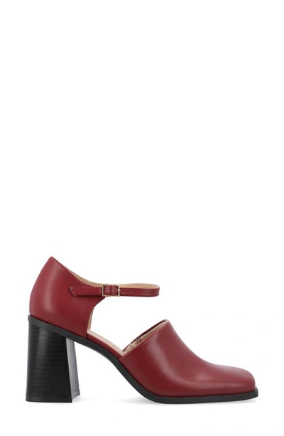 Journee Collection Women's Bobby Block Heel Square Toe Pumps In Wine