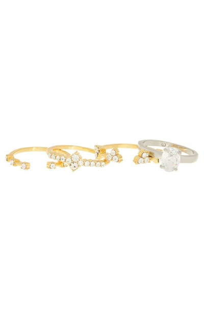 Shop Covet Set Of 4 Crystal Stackable Rings In Two Tone