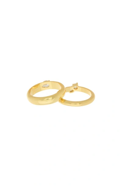 Shop Covet Set Of 2 Crystal Stackable Rings In Gold