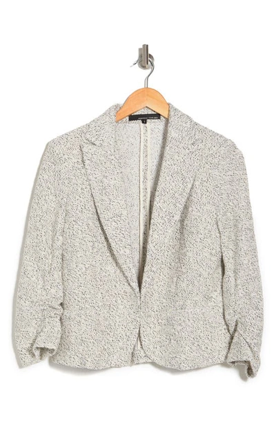 Amanda & Chelsea Three-quarter Sleeve Scrunch Bouclé Blazer In Ivory/black