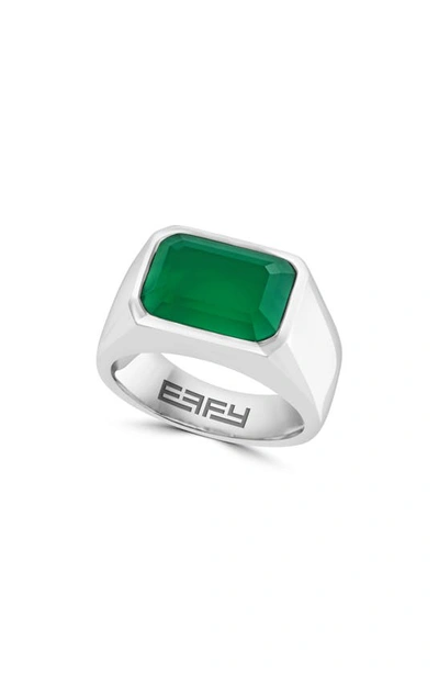 Shop Effy Sterling Silver Green Onyx Ring In Silver/ Green