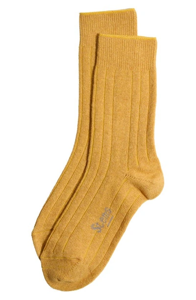 Shop Stems Luxe Merino Wool Blend Crew Socks In Ochre