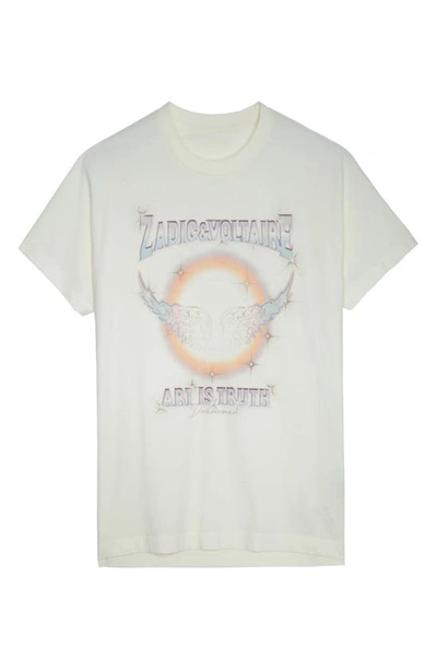 Shop Zadig & Voltaire Tommer Compo Concert Horizon Cotton Graphic T-shirt In Sugar