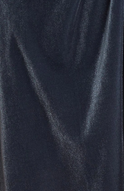 Vince Camuto Twist Front Long Sleeve Velvet Fit & Flare Dress In Charcoal