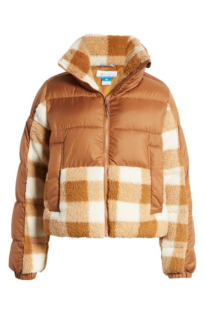 Shop Columbia Leadbetter Point™ High Pile Fleece Hybrid Jacket In Camel Brown/ Camel Brown Check