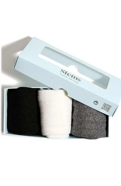 Shop Stems Assorted 3-pack Luxe Merino Wool & Cashmere Blend Crew Socks In Black/ Grey/ Ivory