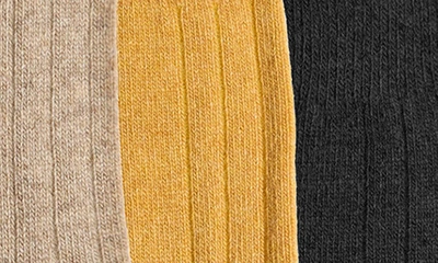 Shop Stems Assorted 3-pack Luxe Merino Wool & Cashmere Blend Crew Socks In Ochre/ Oat/ Black