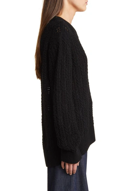 Shop Rag & Bone Divya Cable Stitch Wool Sweater In Black
