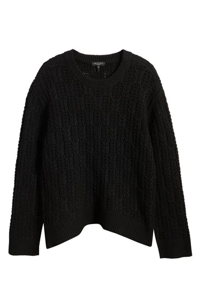 Shop Rag & Bone Divya Cable Stitch Wool Sweater In Black