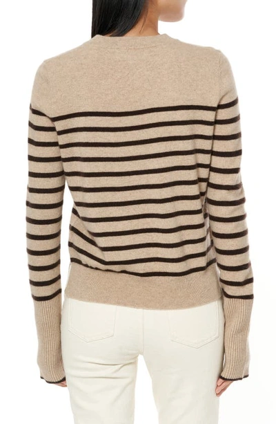 Shop La Ligne Lean Lines Stripe Cashmere Sweater In Tan / Chocolate