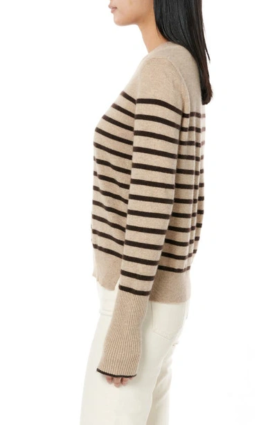 Shop La Ligne Lean Lines Stripe Cashmere Sweater In Tan / Chocolate