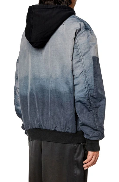 Shop Diesel Common Hooded Nylon Jacket In Black