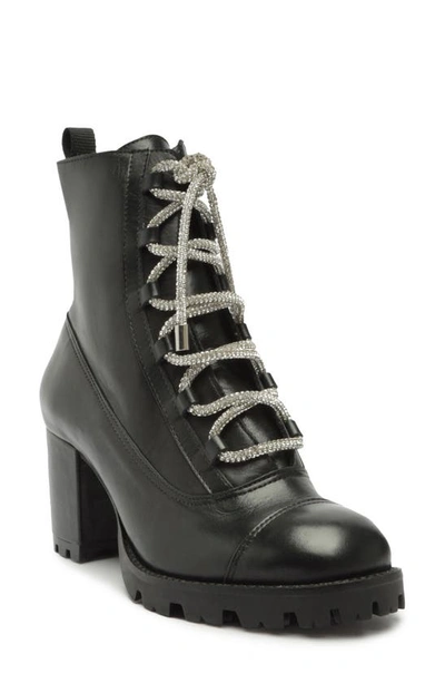 Shop Schutz Kaile Mid Glam Lace-up Bootie In Black