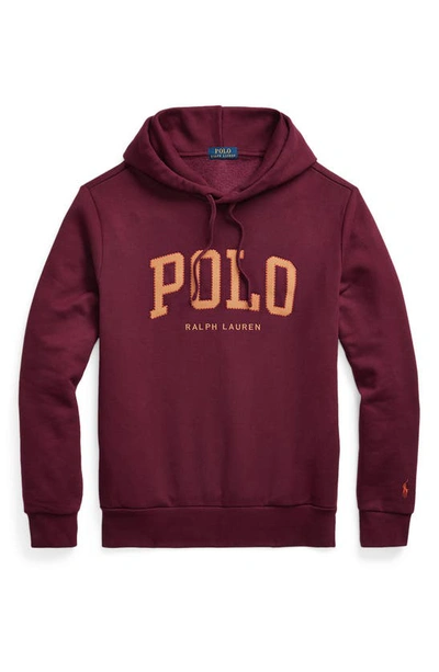 Shop Polo Ralph Lauren Logo Appliqué Hoodie In Harvard Wine