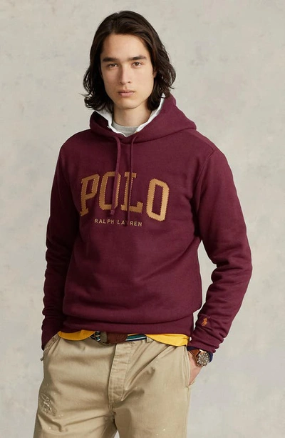 Shop Polo Ralph Lauren Logo Appliqué Hoodie In Harvard Wine