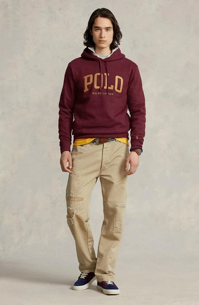 Shop Polo Ralph Lauren Logo Appliqué Hoodie In Harvard Wine