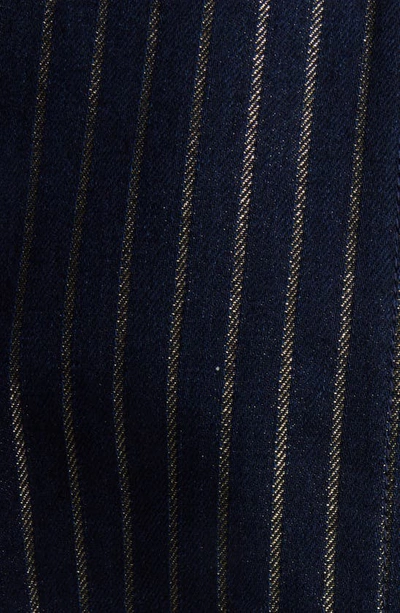 Shop Balmain Eight-button Metallic Pinstripe Denim Jacket In Siq Blue Multi