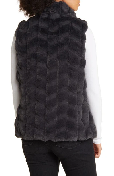 Shop Via Spiga Reversible Faux Fur Vest In Charcoal