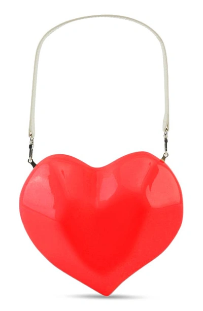 Shop Simon Miller Molded Heart Faux Patent Leather Handbag In Mod Orange