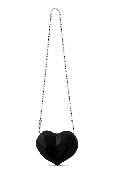 Shop Simon Miller Molded Heart Faux Patent Leather Handbag In Black