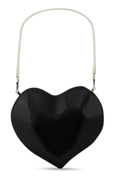 Shop Simon Miller Molded Heart Faux Patent Leather Handbag In Black