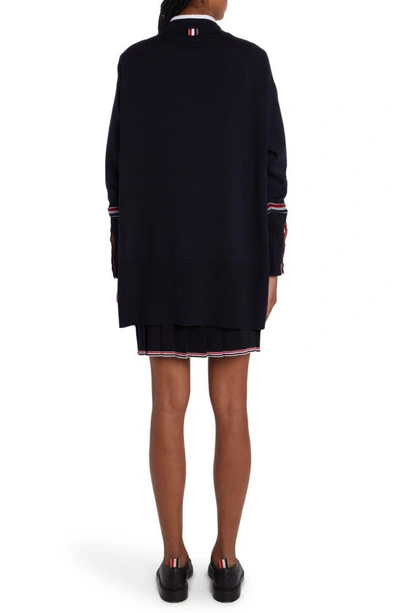 Shop Thom Browne Exaggerated Virgin Wool Blend Sweater In Navy