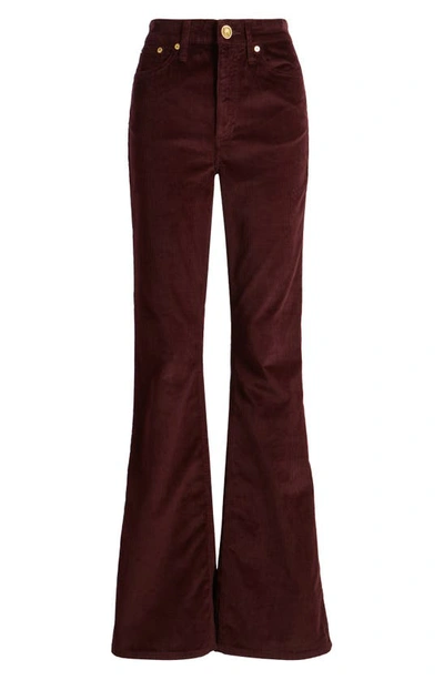 Rag & Bone Casey Corduroy High Rise Flared Pants In Burgundy