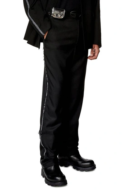 Shop Diesel Oak Raw Edge Stripe Twill Pants In Black