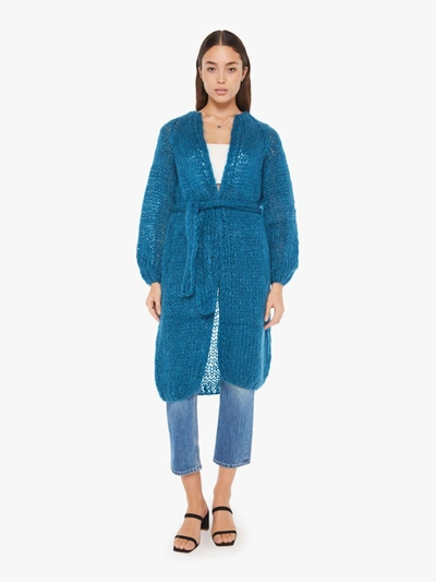 Shop Maiami Mohair Slim Coat Petrol Shirt (also In S/m) In Blue