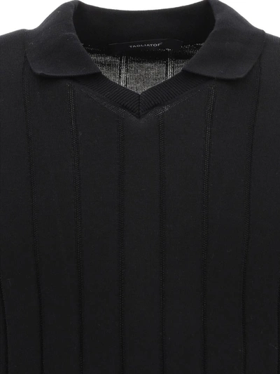 Shop Tagliatore "jude" Ribbed Polo Shirt In Black