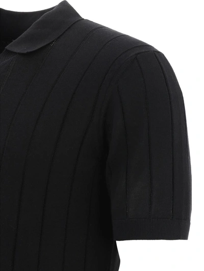 Shop Tagliatore "jude" Ribbed Polo Shirt In Black