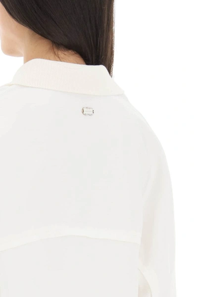 Shop Agnona Linen Viscose Polo Blouse In White