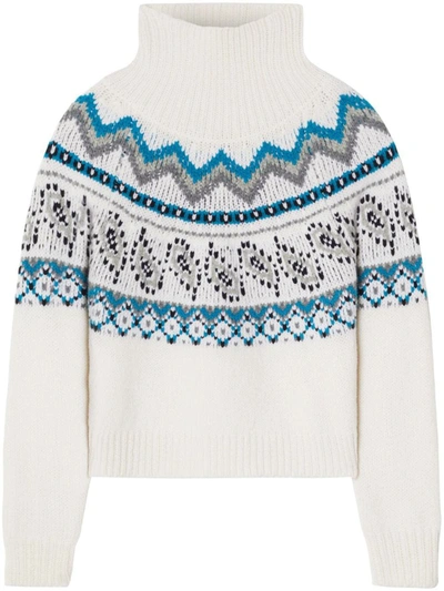 Shop Alanui Antarctic Circle Roll-neck Jumper In White