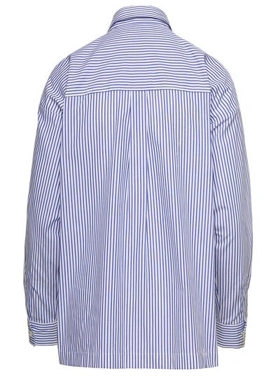 Shop Closed Blue And White Oversized Striped Shirt In Cotton Woman In Light Blue