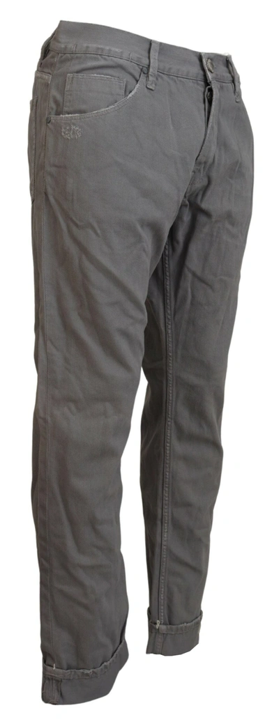 Shop Acht Gray Cotton Straight Fit Folded Hem Casual Denim Men's Jeans