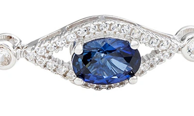 Shop Suzy Levian Sterling Silver Oval Cut Sapphire Bracelet In Blue