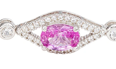 Shop Suzy Levian Sterling Silver Oval Cut Sapphire Bracelet In Pink