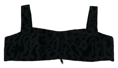 Shop Dolce & Gabbana Black Leopard Cropped Bustier Corset Bra Women's Top