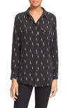 Equipment Slim Signature Silk Lightning-print Shirt In True Black