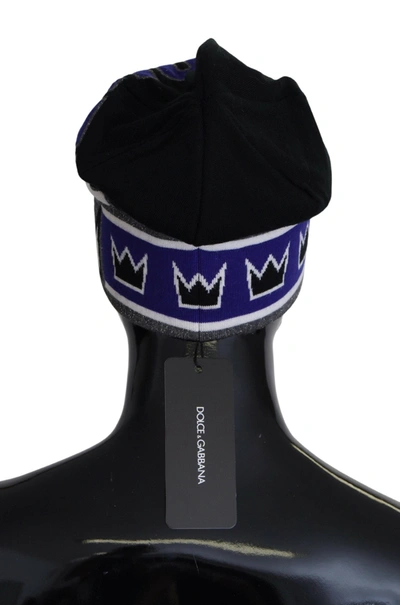 Shop Dolce & Gabbana Multicolor Dg Queen Print Winter Beanie Cap Women's Hat