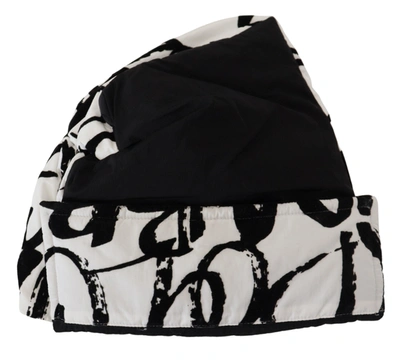 Shop Dolce & Gabbana White Printed Nylon Women Winter Beanie Cap Women's Hat In Black And White