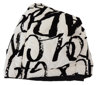 Shop Dolce & Gabbana White Printed Nylon Women Winter Beanie Cap Women's Hat In Black And White