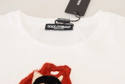 Shop Dolce & Gabbana White Textured Designer Short Sleeves Women's Top