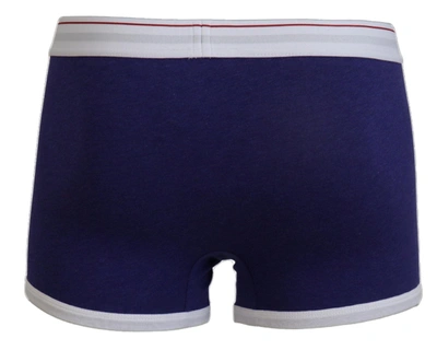 Shop Dsquared² Blue White Logo Cotton Stretch Men Trunk Men's Underwear In Blue And White