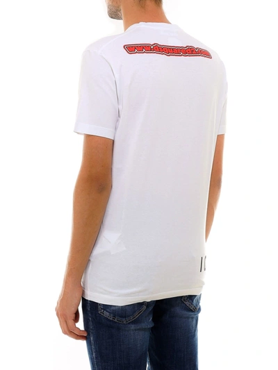 Shop Dsquared² Chic White Roundneck Cotton Tee With Signature Men's Print