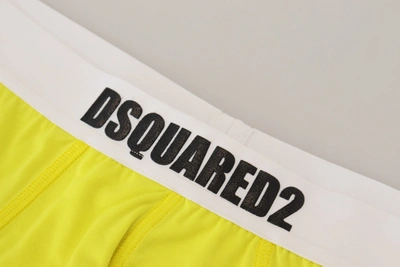 Shop Dsquared² Yellow White Logo Modal Stretch Men Brief Men's Underwear