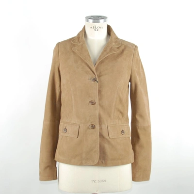 Shop Emilio Romanelli Elegant Beige Leather Women's Jacket