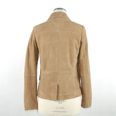 Shop Emilio Romanelli Elegant Beige Leather Women's Jacket
