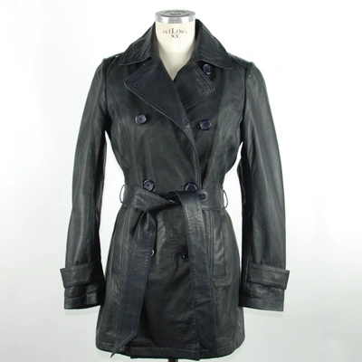 Shop Emilio Romanelli Chic Blue Leather Trench With Women's Belt