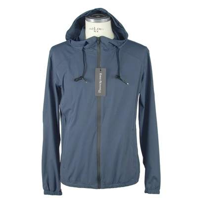 Shop Emilio Romanelli Sleek Synthetic Hooded Men's Jacket In Blue